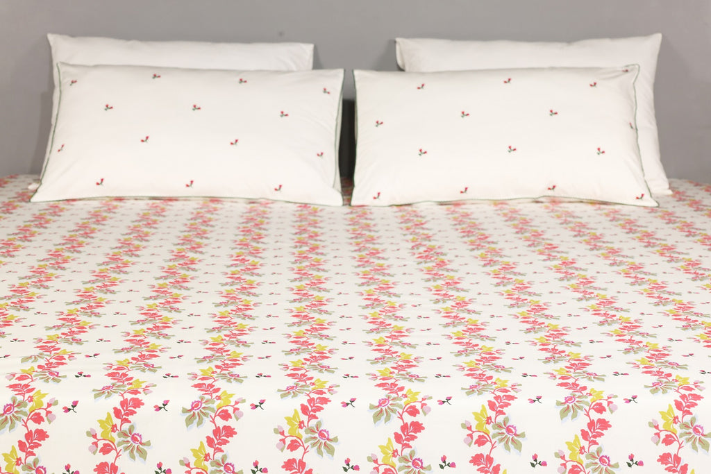 Elevate Aesthetic Cotton Printed Flat Bed Sheet Set