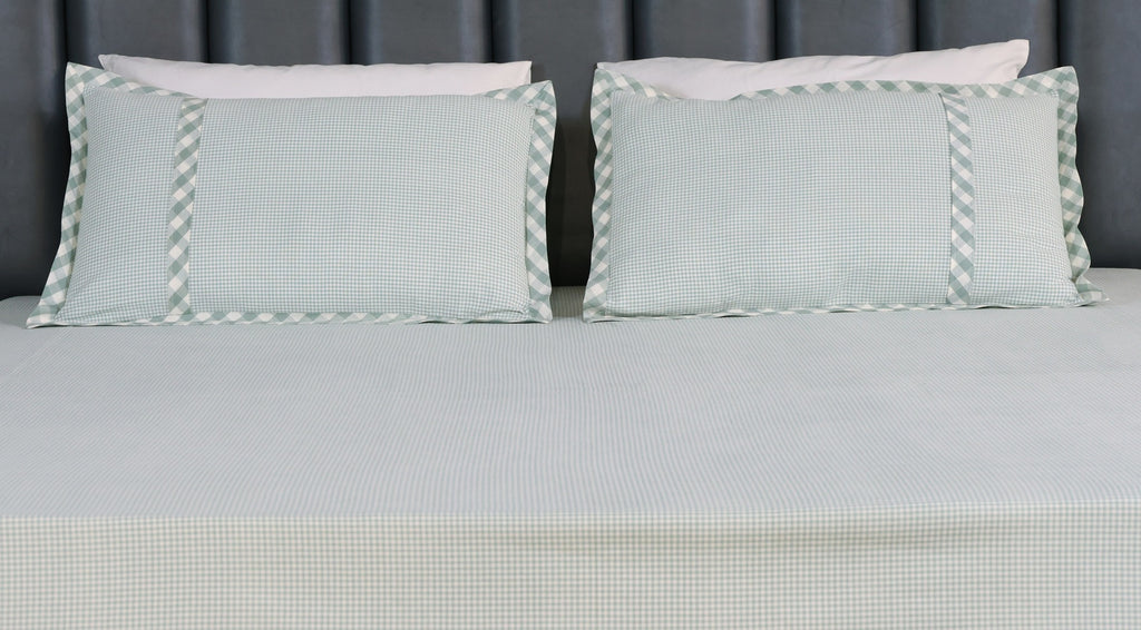 Mint Frost Woven Micro-Check Bed Sheet Set