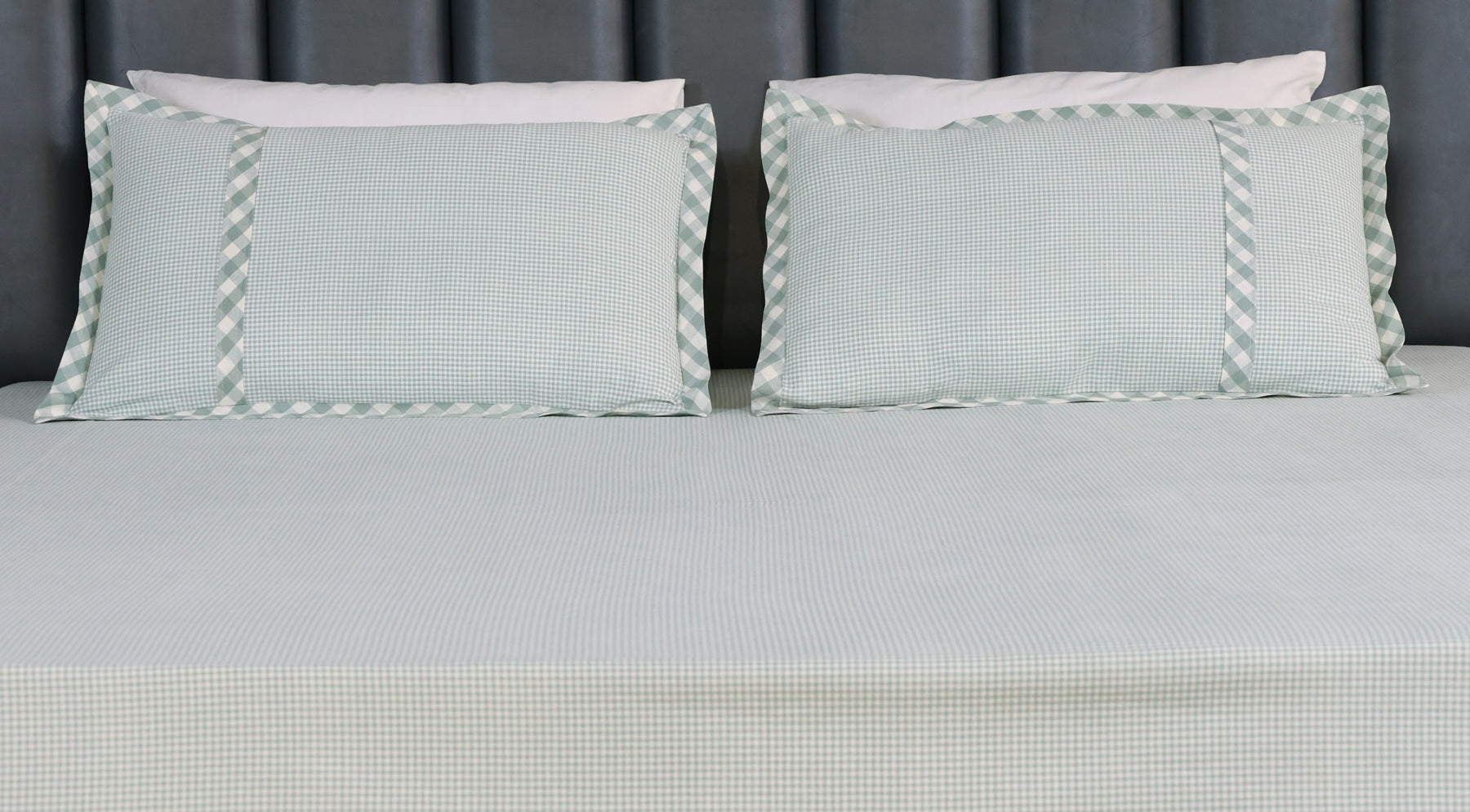 Mint Frost Woven Micro-Check Bed Sheet Set
