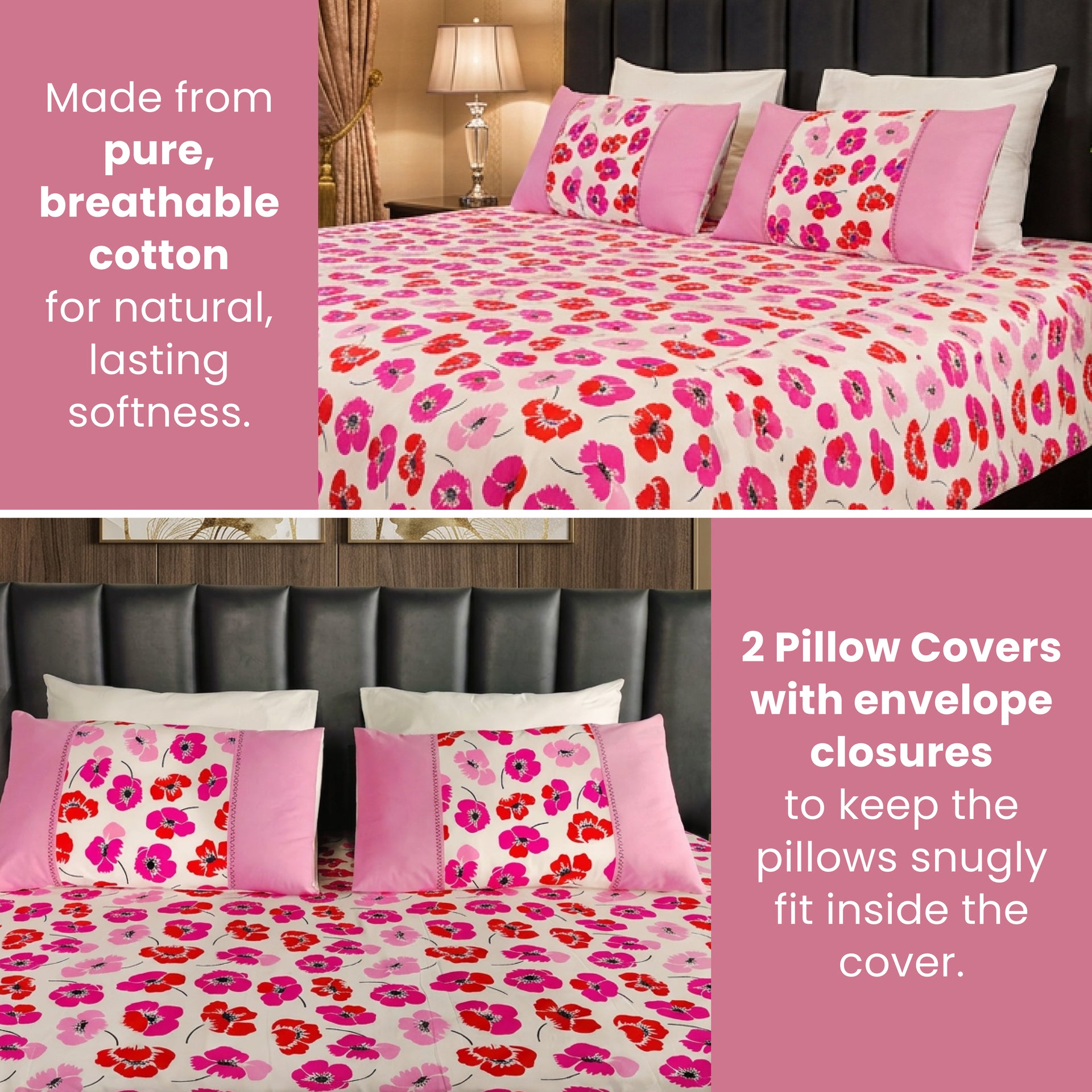 Nature-Inspired Printed 100% Cotton Bed Sheet Set