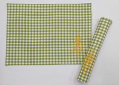 Festive Green Gingham Embroidered Placemat Set of 2pcs
