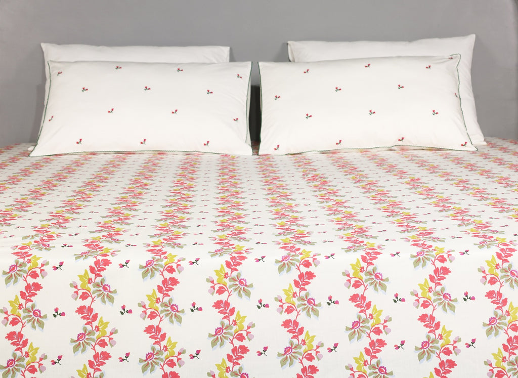 Elevate Aesthetic Cotton Printed Flat Bed Sheet Set