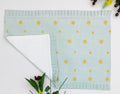 Fleur Golden Bloom Ruffled Embroidered Gingham Placemat Set  of  2Pcs