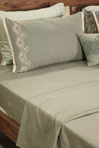 Mini-Gingham & Velvet Trim Bed Sheet Set