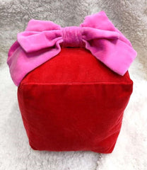 Classic Red Velvet Christmas Gift Box Pillow