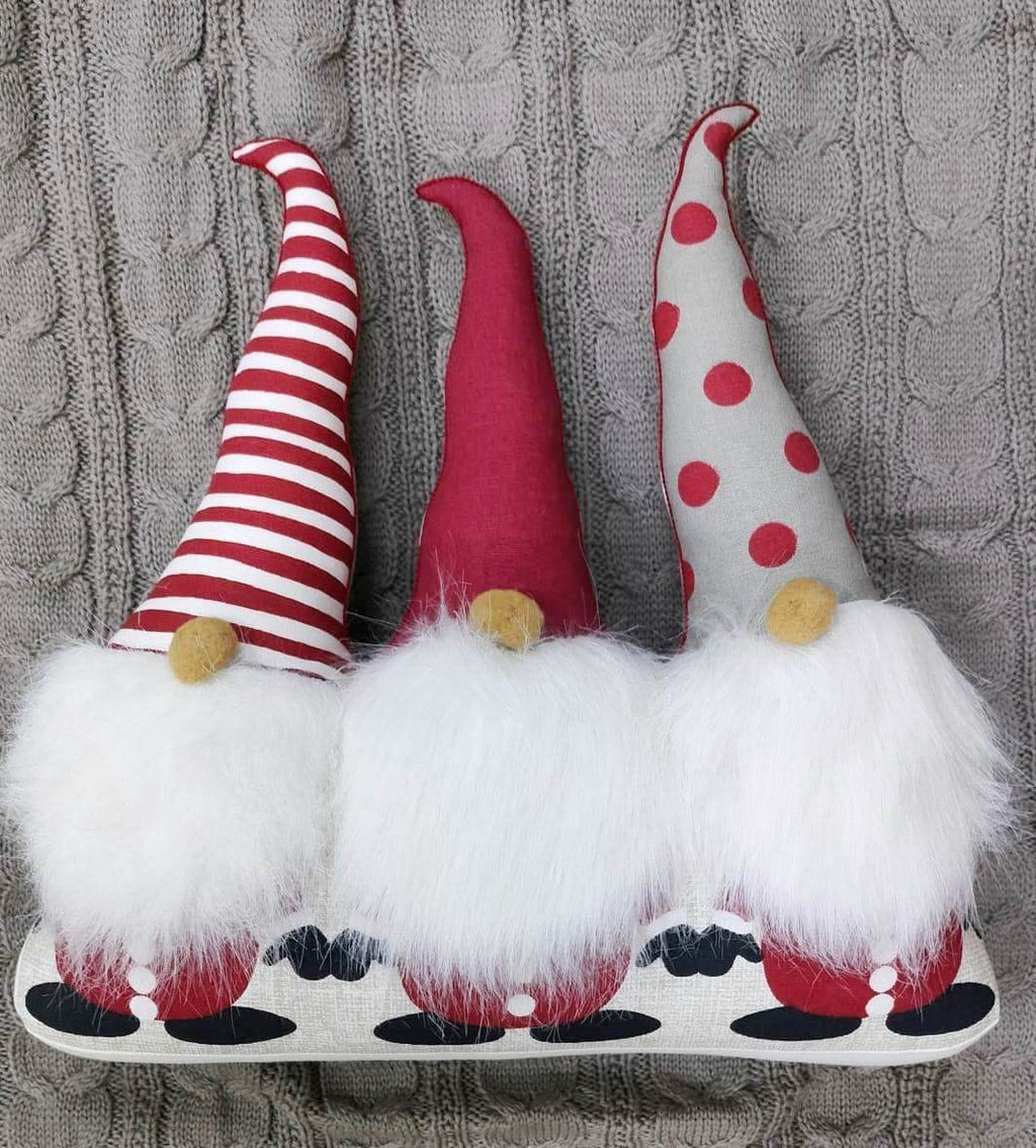 Whimsical Santa/Gnome Trio Character Pillow