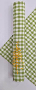Festive Green Gingham Embroidered Placemat Set Of 2Pcs