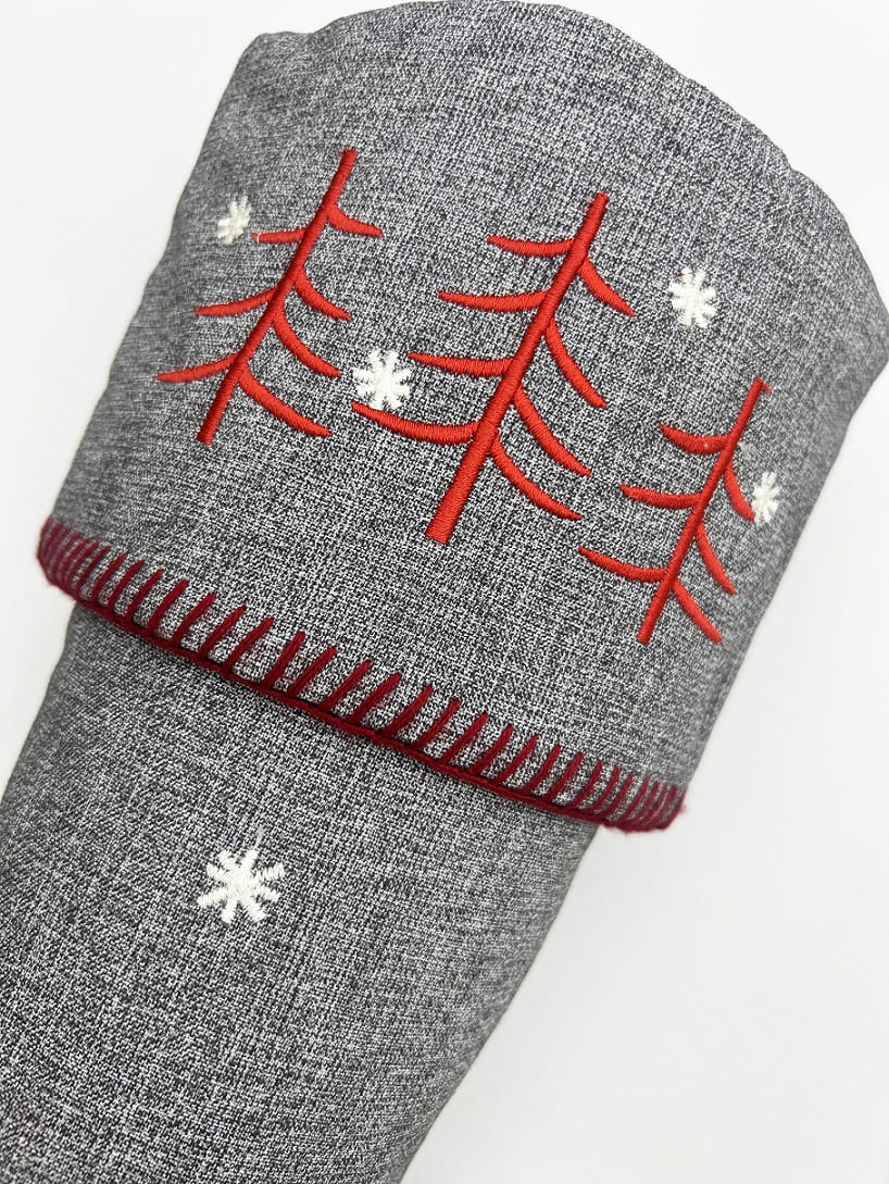 Rustic Forest Embroidered Christmas Stocking