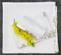 Alabaster Flora Satin-Frame White Cotton Waffle Towel Set Of 4 Pieces