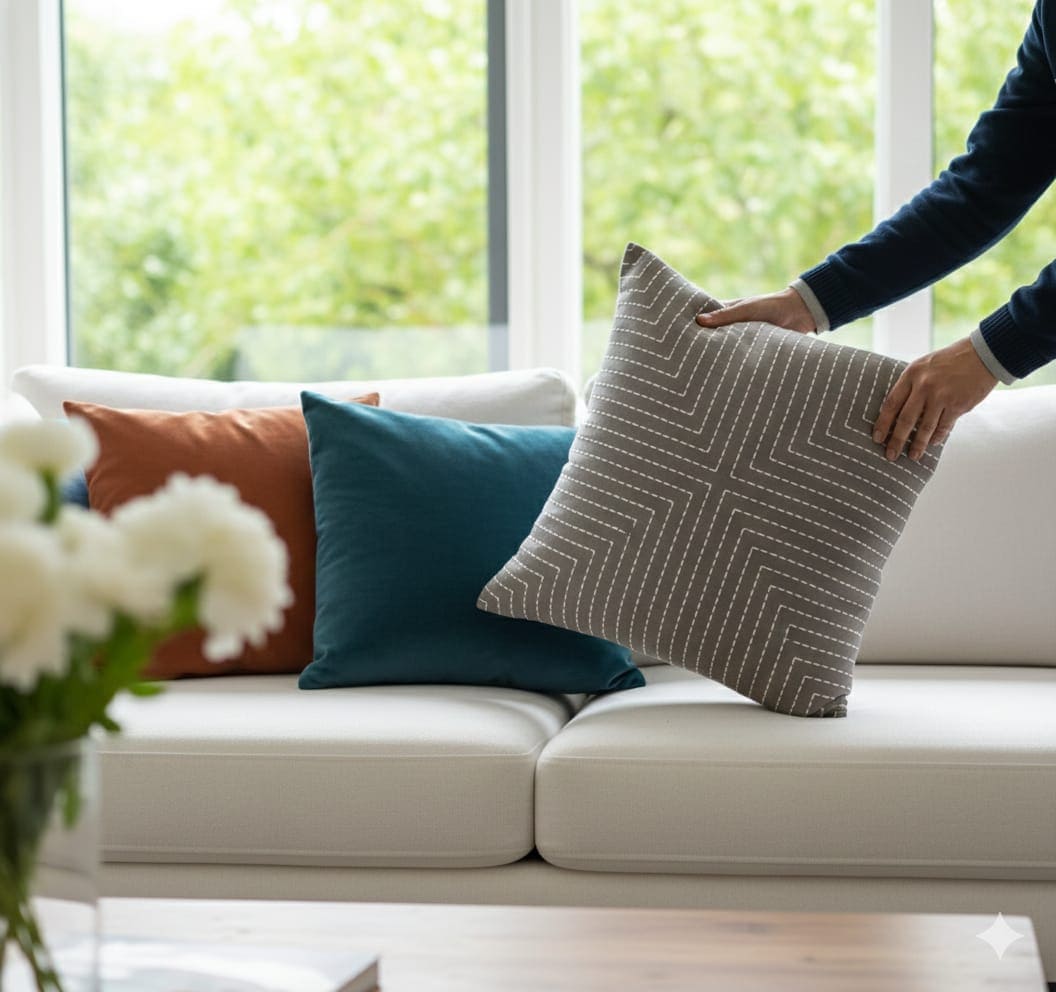 Embroidered Cotton Canvas Cushion