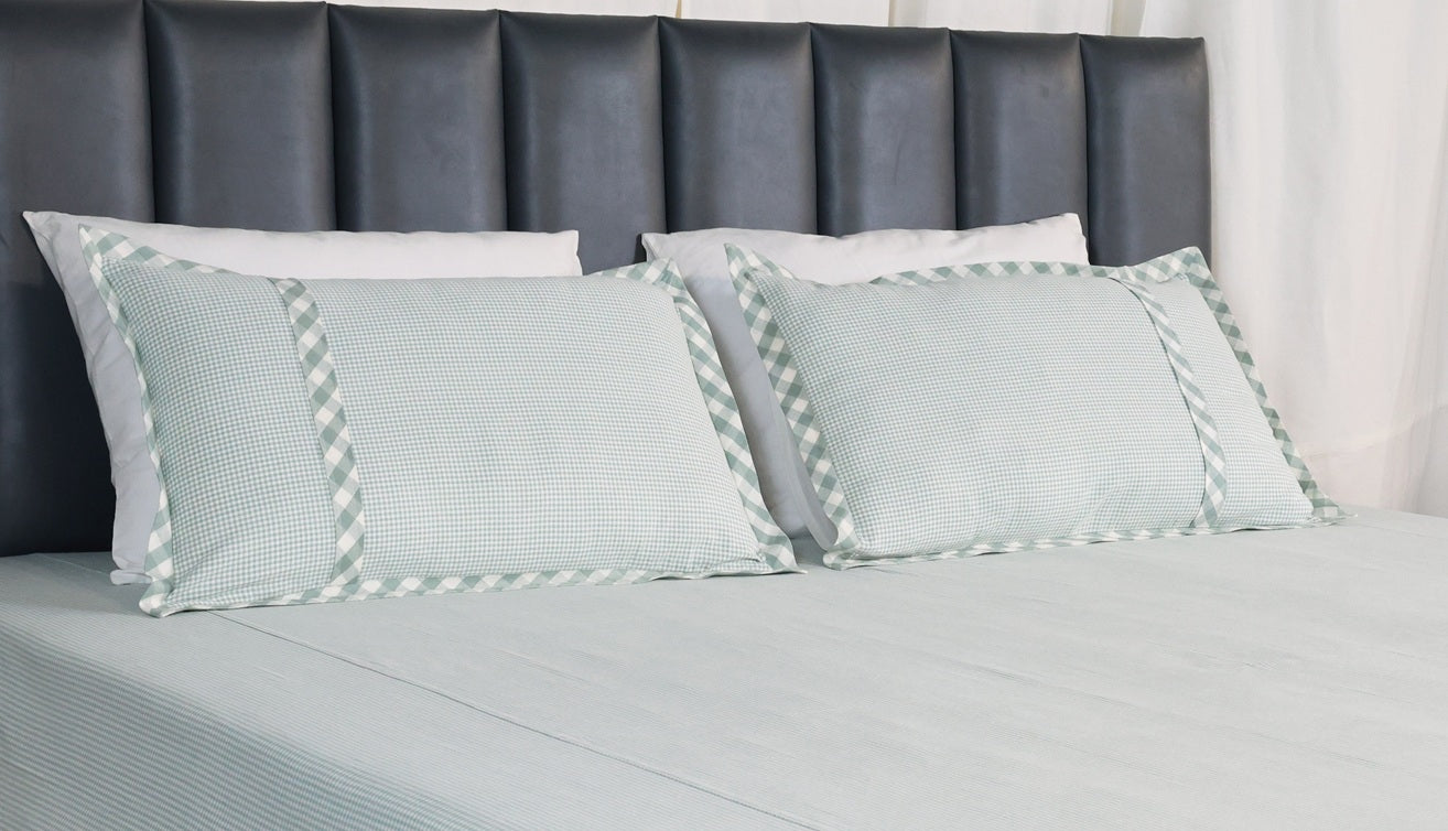 Mint Frost Woven Micro-Check Bed Sheet Set