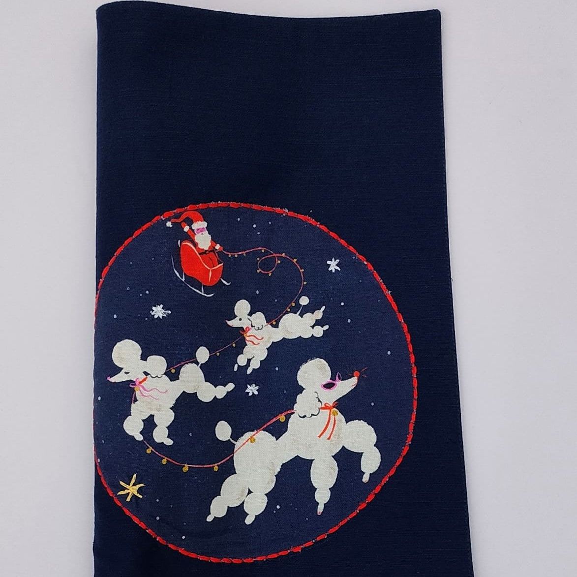 Novelty Christmas Poodle Sleigh Placemat