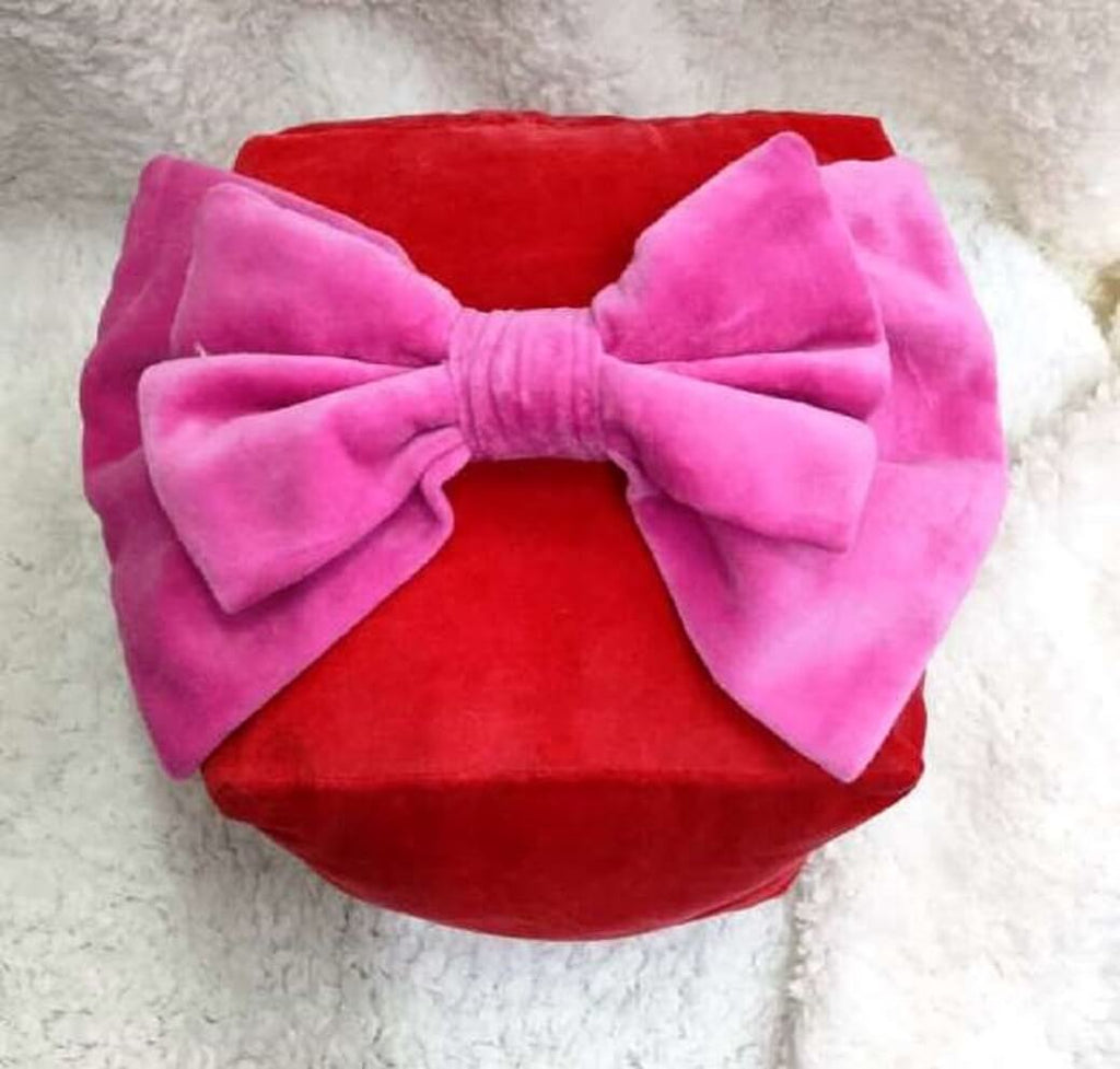 Red Velvet Christmas Gift Box Pillow