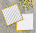 Textured Slub Stripe Linen-Look Fabric Coaster Set  Pack of 4 pieces
