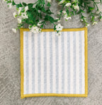 Textured Slub Stripe Linen-Look Fabric Coaster Set  Pack of 4 pieces