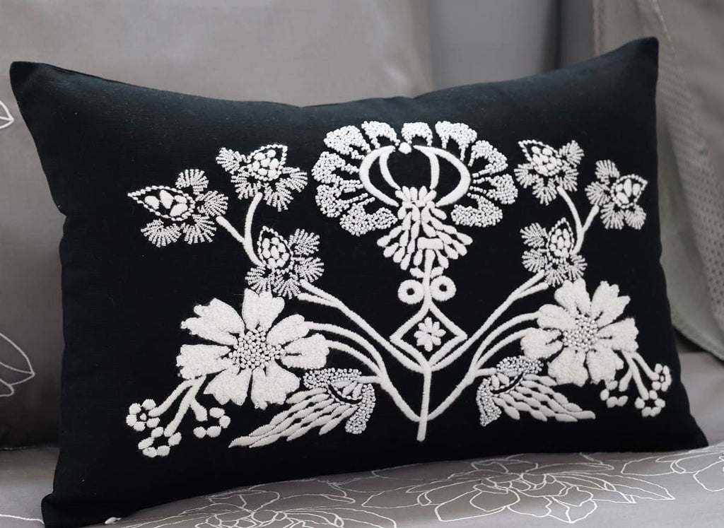 Hand-Beaded And Embroidered Cushion