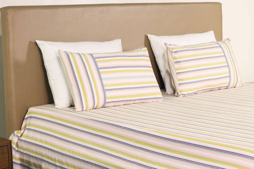 Shoreline Woven Cotton Striped Flat Bed Sheet Set