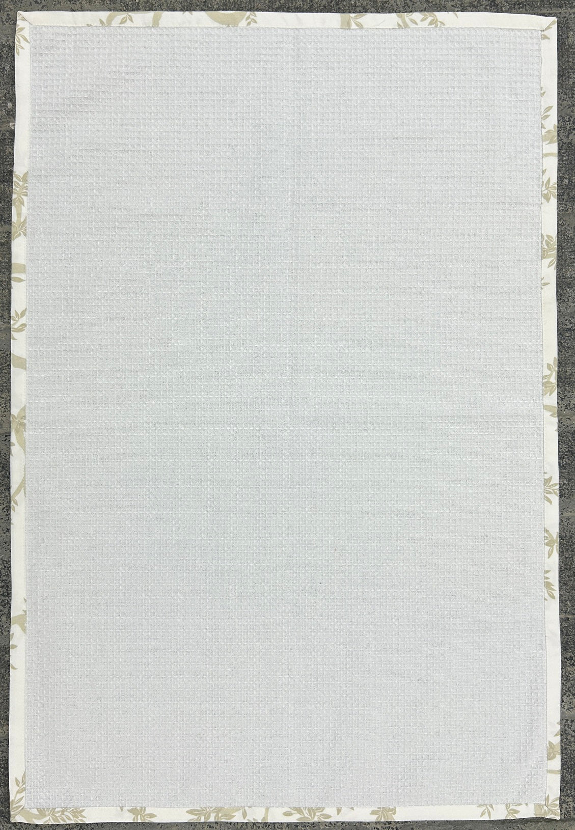 Alabaster Flora Satin-Frame White Cotton Waffle Towel Set Of 4 Pieces