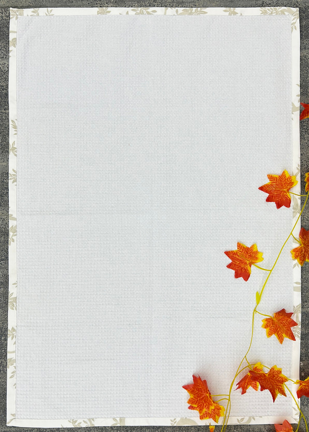 Alabaster Flora Satin-Frame White Cotton Waffle Towel Set Of 4 Pieces