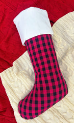 Cozy Buffalo Plaid Christmas Stocking 10x20''