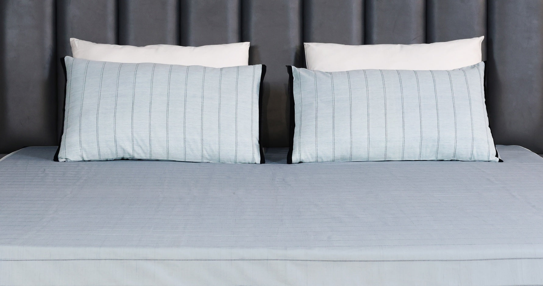EcruE Luxury Woven Pleated Stripe Cotton  Bed Cover