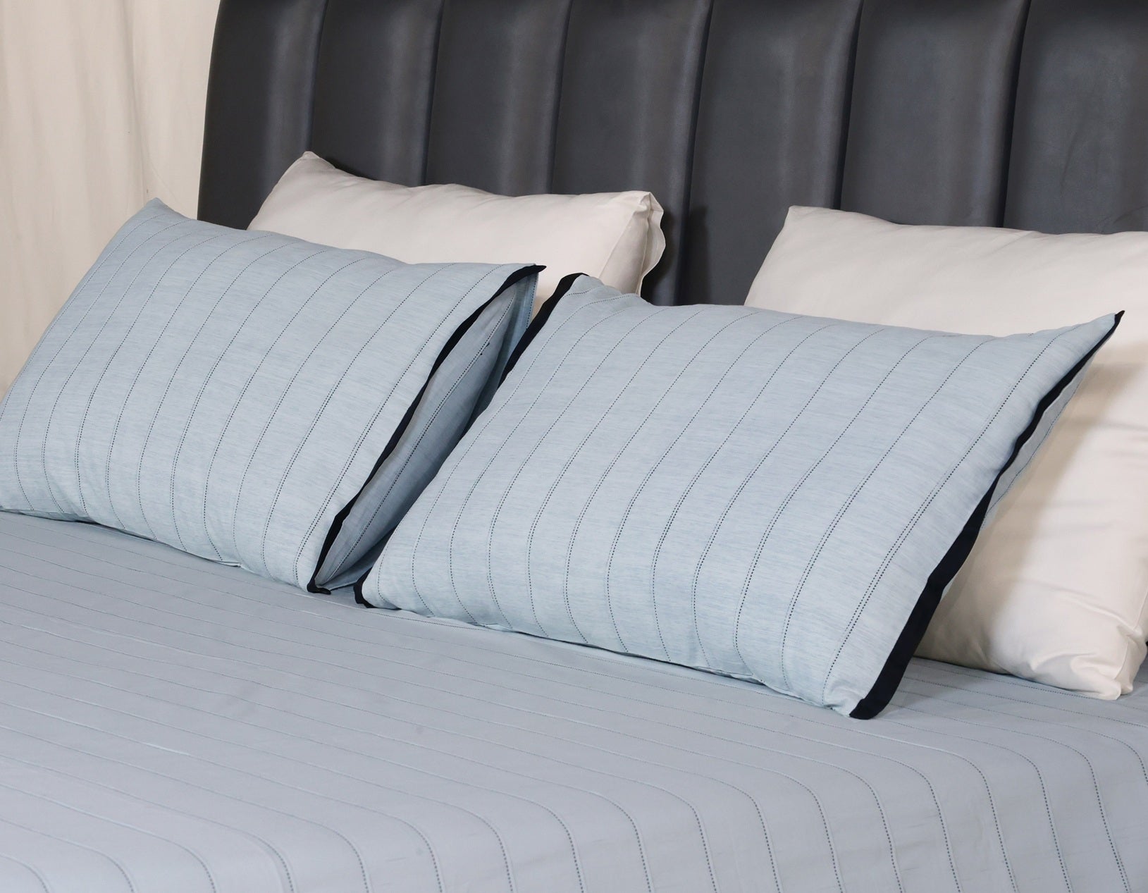 EcruE Luxury Woven Pleated Stripe Cotton  Bed Cover
