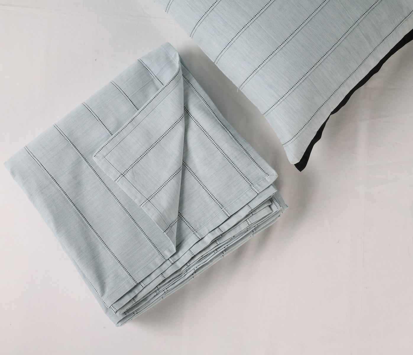 EcruE Luxury Woven Pleated Stripe Cotton  Bed Cover