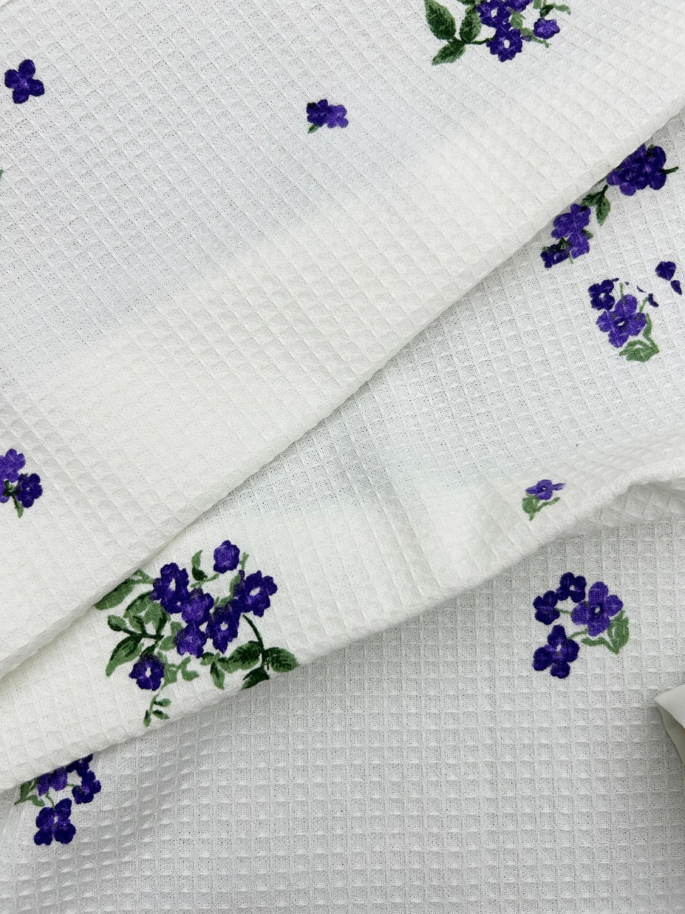 Violet Bloom Satin-Frame Cotton Waffle Towel Set Of 4 Pieces