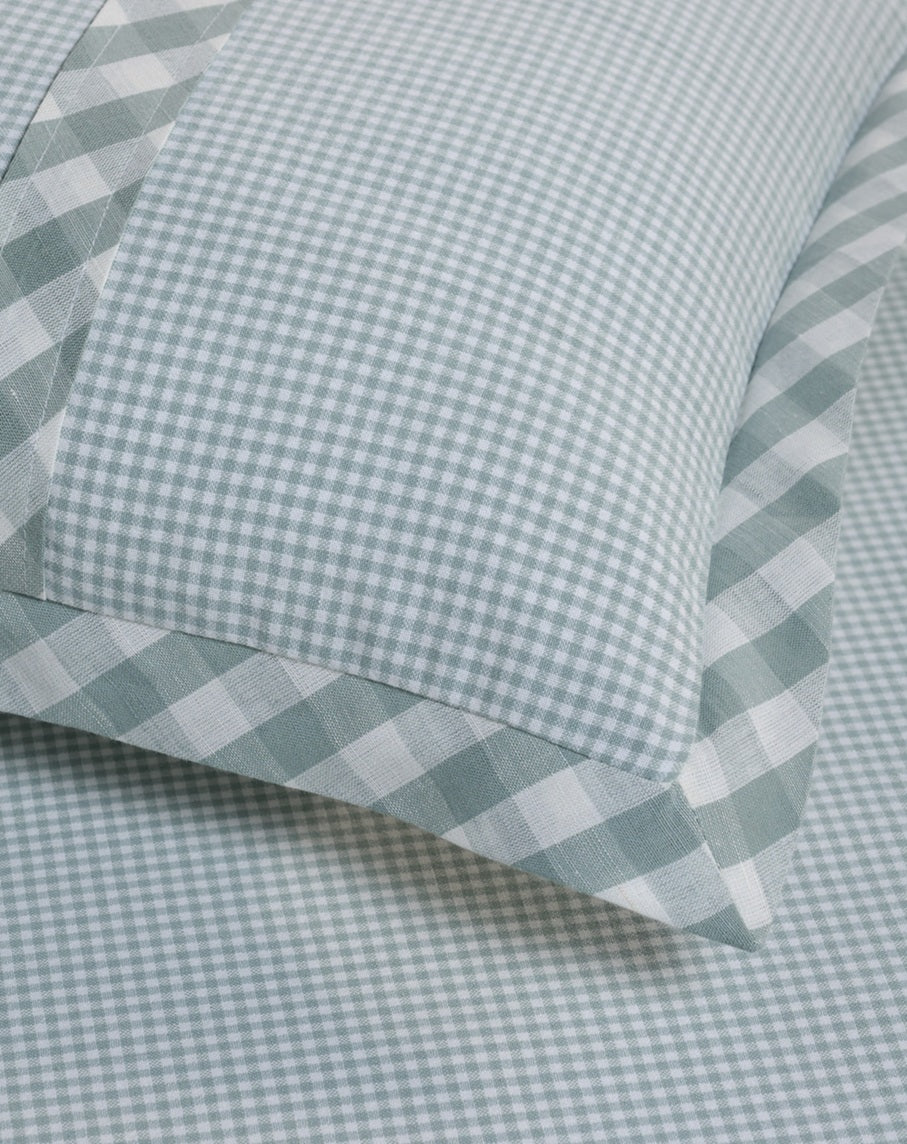 Mint Frost Woven Micro-Check Bed Sheet Set