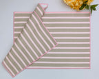 Dusty Rose Cabana Stripe Linen-Look Printed Placemat Set Pack of 2Pcs