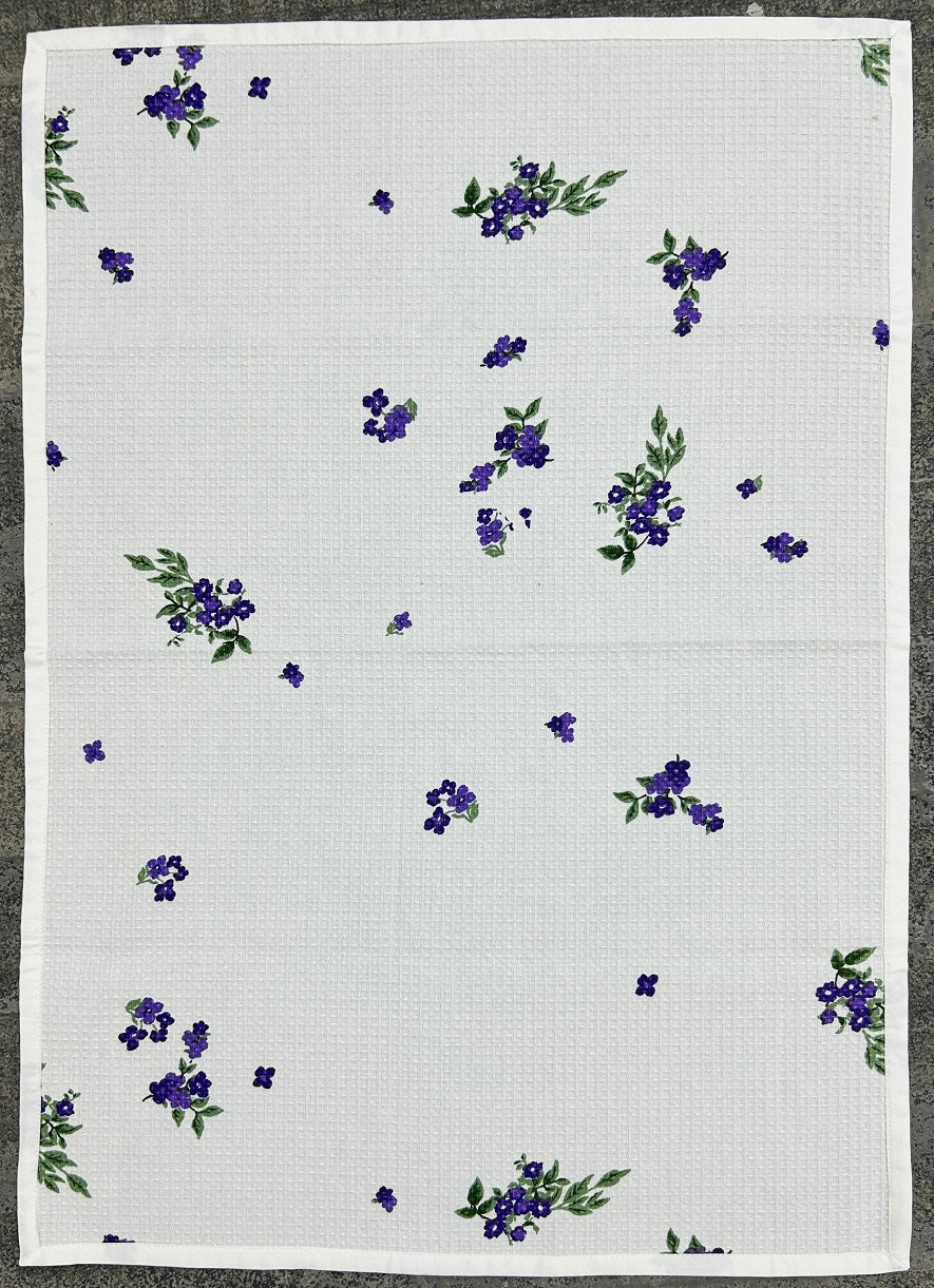 Violet Bloom Satin-Frame Cotton Waffle Towel Set Of 4 Pieces
