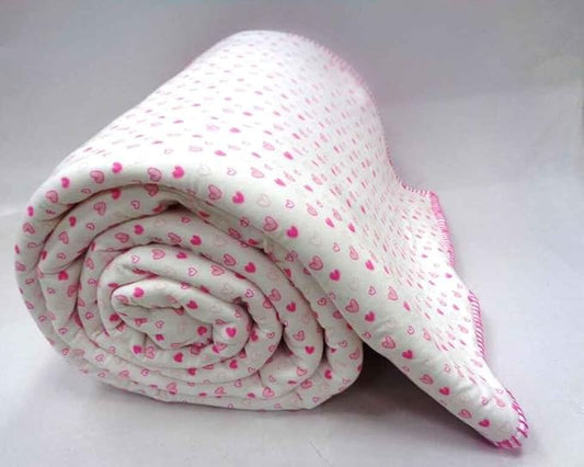 Ecrue Pink Heart Printed Blanket