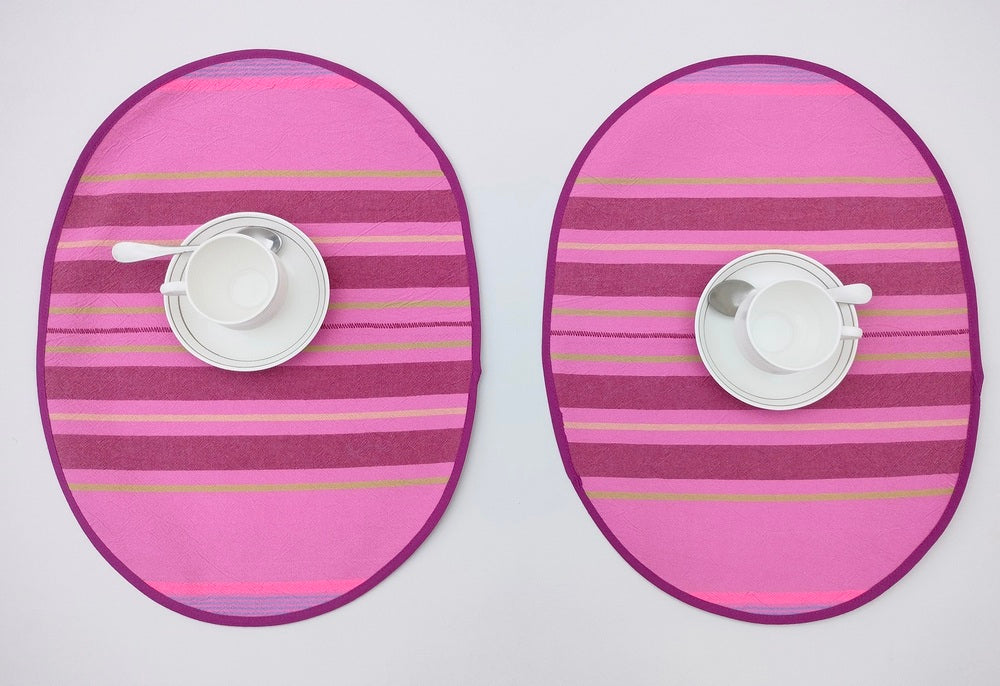Woven Striped Oval Placemat Set