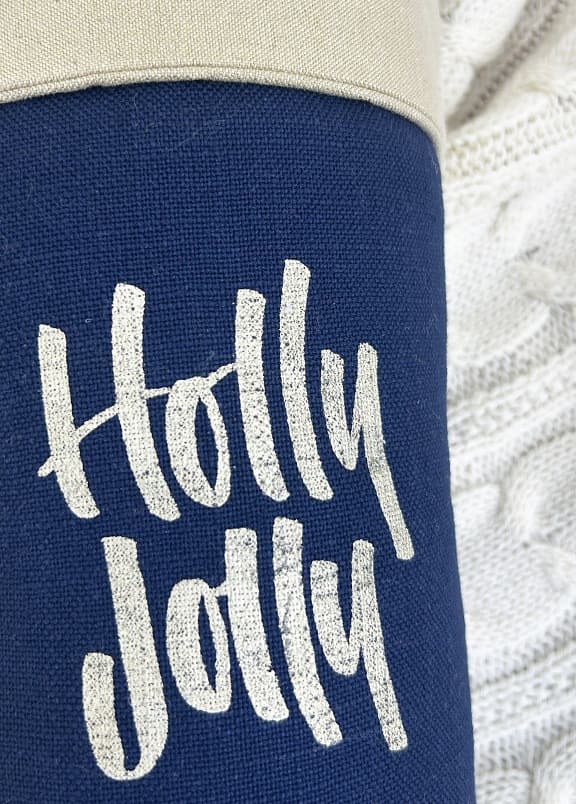 Holly Jolly Navy Blue Christmas Stocking
