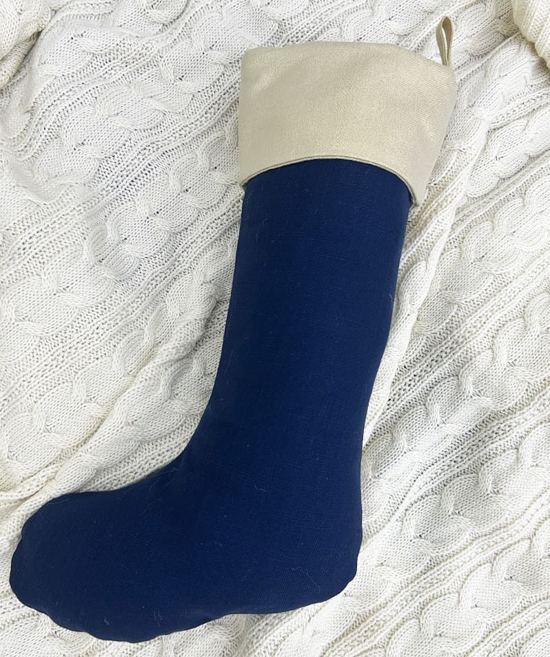 Holly Jolly Navy Blue Christmas Stocking