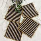 Midnight Ticking Stripe Linen-Look Coaster Set Pack of 4 pieces