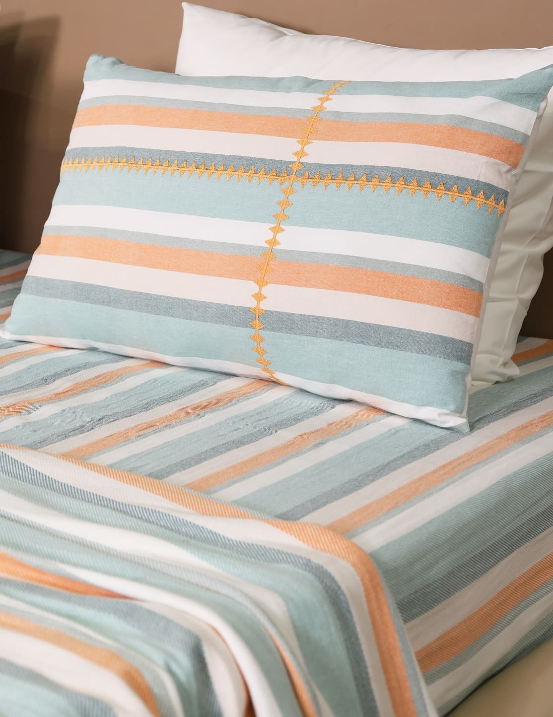 Artisan Yarn-Dyed 100Tc Striped Cotton Flat Bed Sheet Set