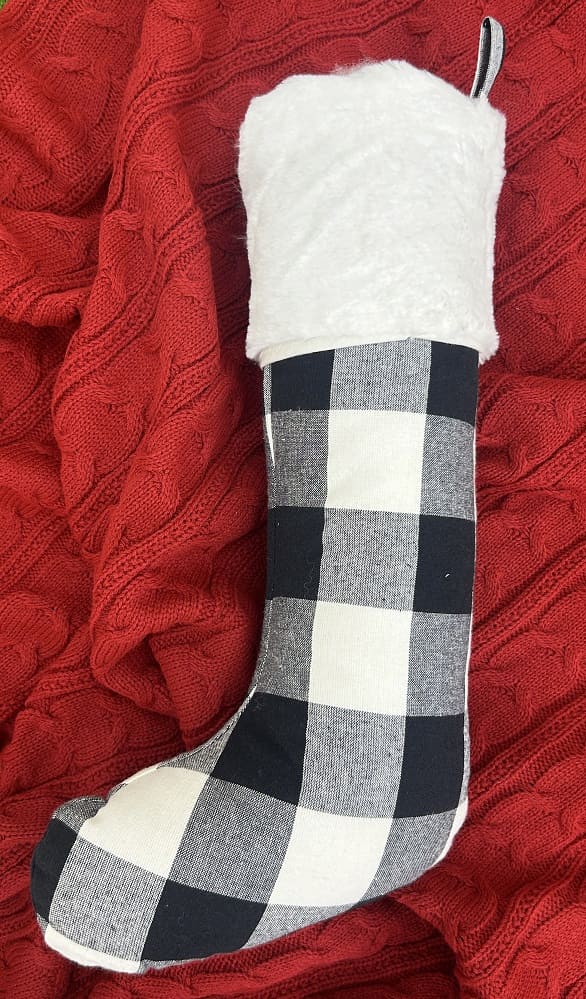 Cozy Buffalo Check Christmas Stocking (Black & White) 10x20