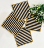 Midnight Ticking Stripe Linen-Look Coaster Set Pack of 4 pieces