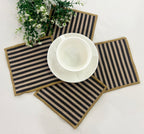 Midnight Ticking Stripe Linen-Look Coaster Set Pack of 4 pieces
