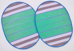 Striped Oval Placemat with Zig-Zag Stitching Set of 2