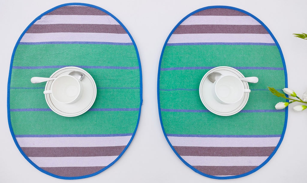 Woven Striped Oval Placemat Set