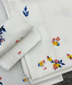 Primrose Meadow Satin-Frame Cotton Waffle Towel Set Of 4 Pieces