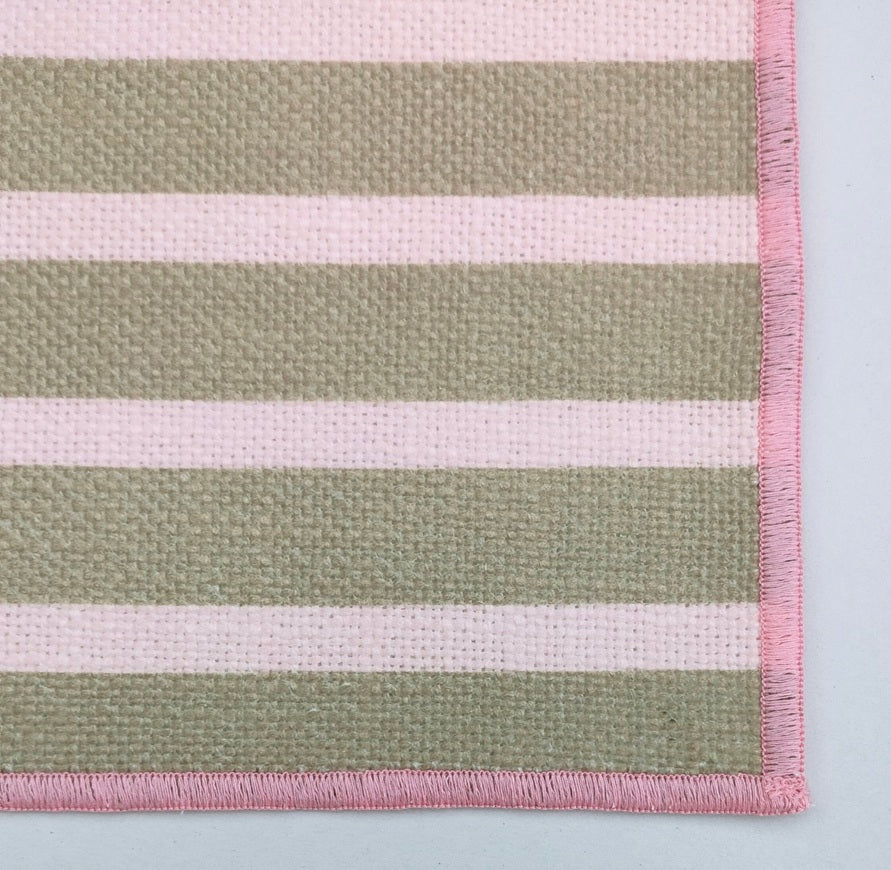 Dusty Rose Cabana Stripe Linen-Look Printed Placemat Set Pack of 2Pcs