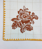 Terracotta Rose Windowpane Embroidered Cotton Placemat Set Pack of 2Pcs