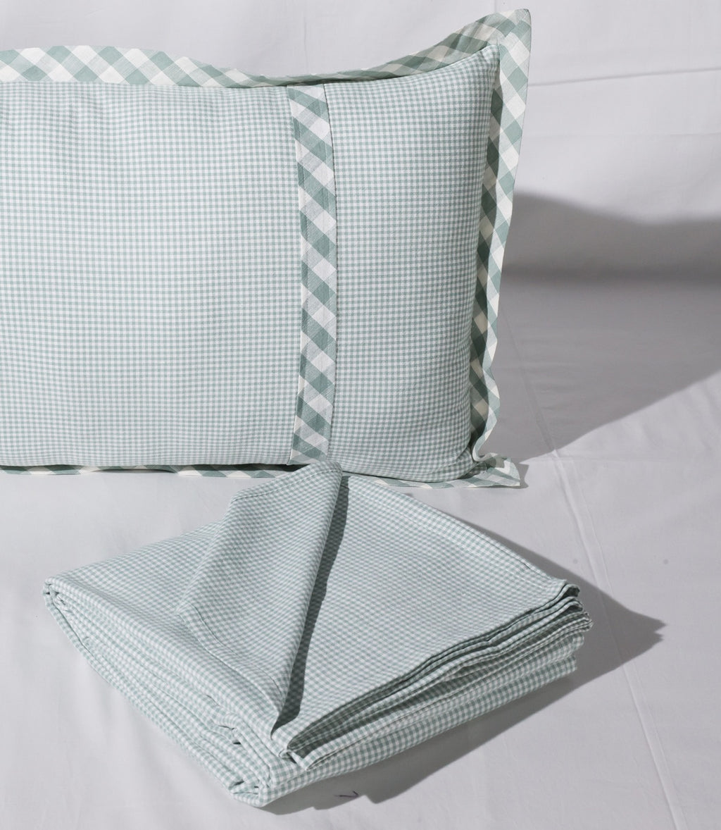 Mint Frost Woven Micro-Check Bed Sheet Set