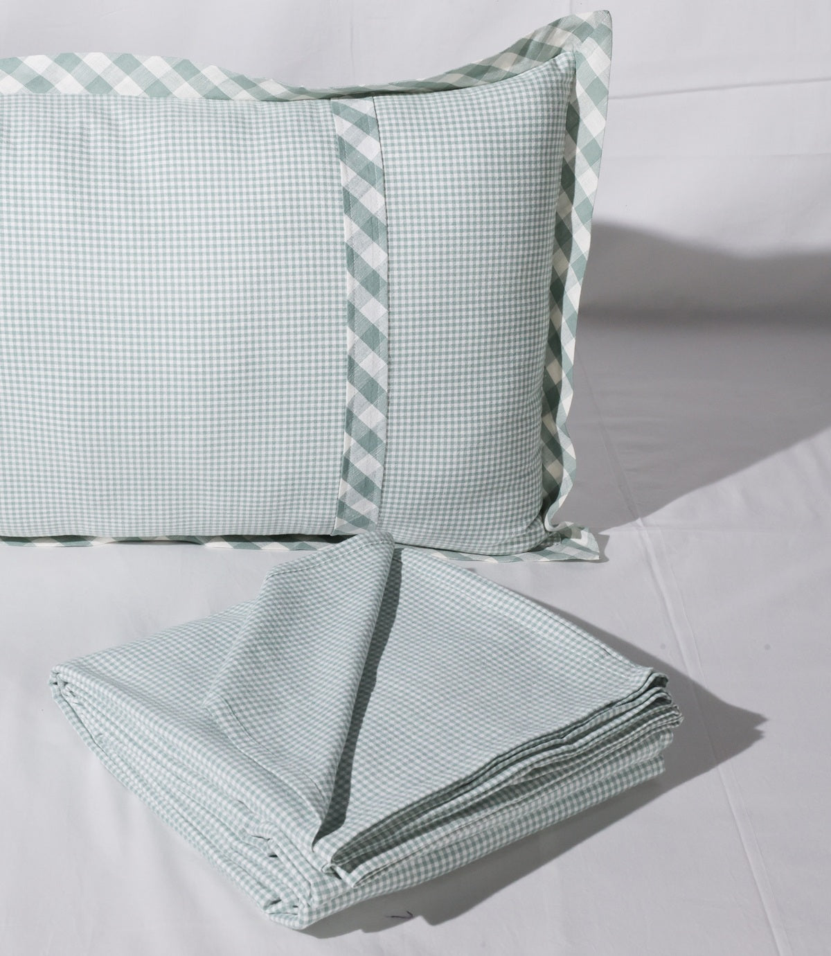 Mint Frost Woven Micro-Check Bed Sheet Set