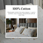 Premium Striped Floral Printed Cotton-Poly Bed Sheet Set