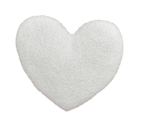 EcruE Luxury Luxurious 100% Pure Cotton Heart-Shaped Valentine's Day Cushion - 14x14 Inches - White with Plush 15 Denier Fiber Filling - Elegant Buckle Fabric & Embroidery | Elegant Home Décor Accent