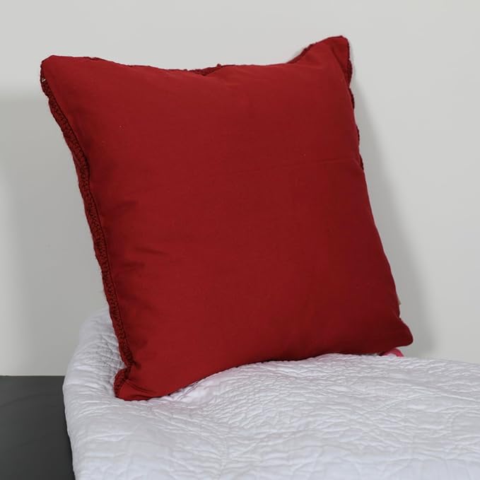 Cable Knit Decorative Throw Pillow - 18x18 inches, Solid Red, 100% Acrylic with Cotton Canvas Back, 15 Denier Fiberfill